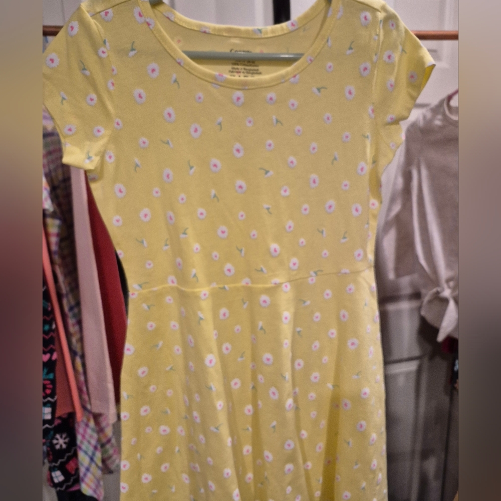 George‎ Girls Short Sleeve Summer Dress Yellow Floral Size XS 4-5 NWOT
